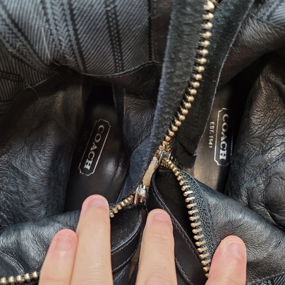 Coach Lawrencia black suede leather boot silver buckles riding boots women's 5.5 - Picture 12 of 17